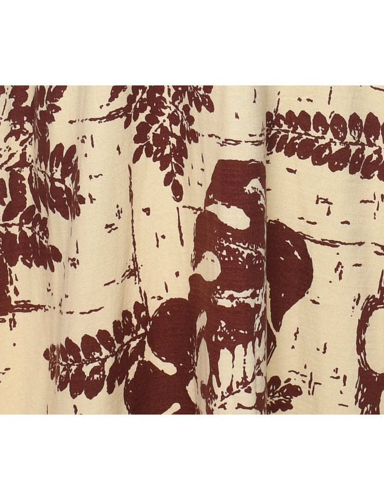 1970s Leafy Print Maxi Dress - S