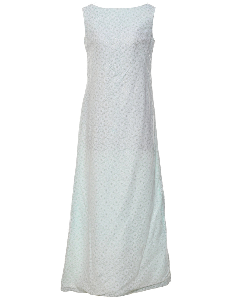 1970s Lurex Thread Pattern Maxi Dress - M