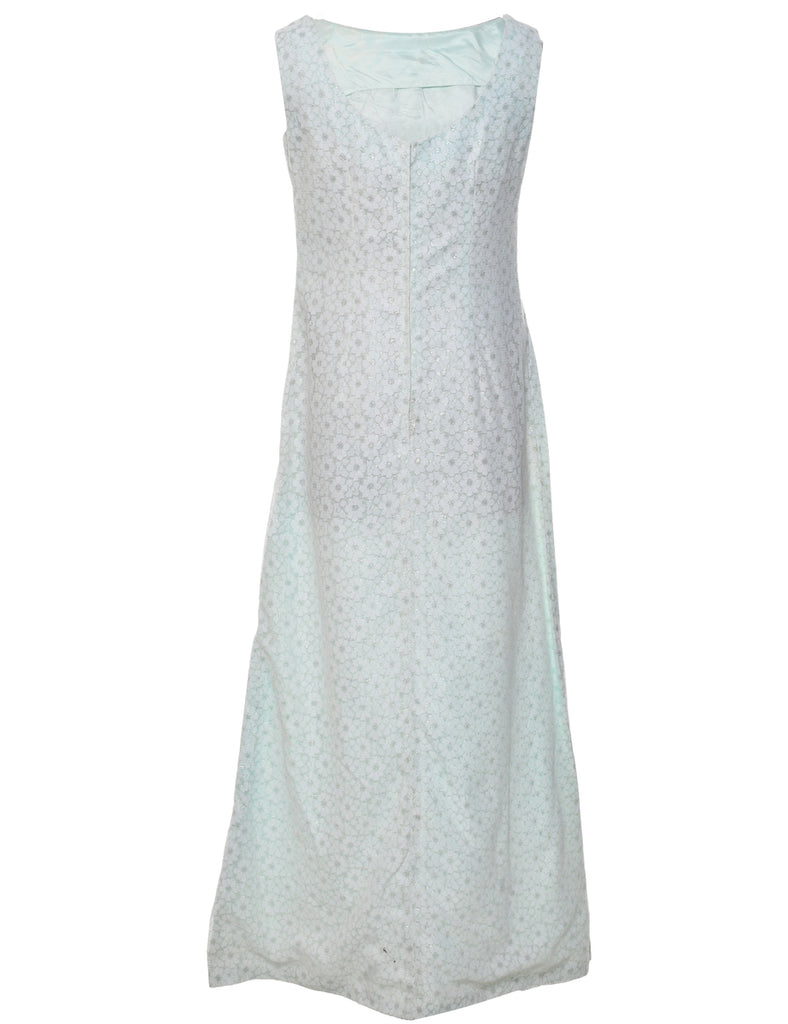 1970s Lurex Thread Pattern Maxi Dress - M