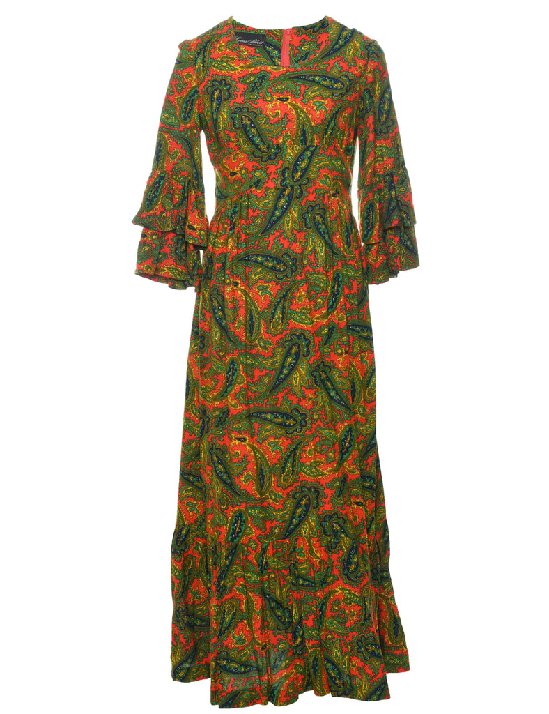 1970s Paisley Print Maxi Dress - S