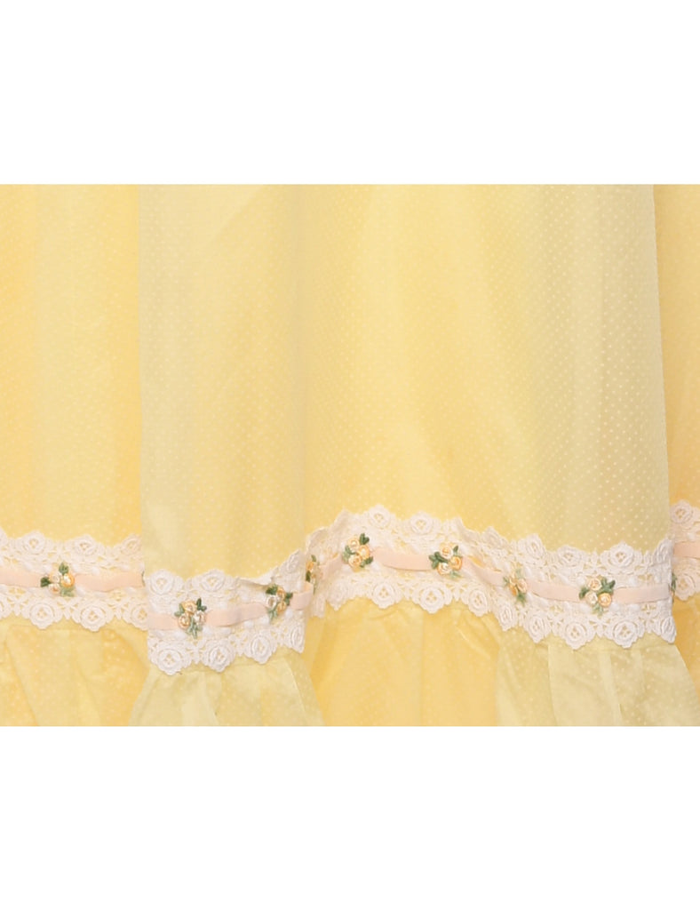 1970s Pale Yellow Maxi Dress - S