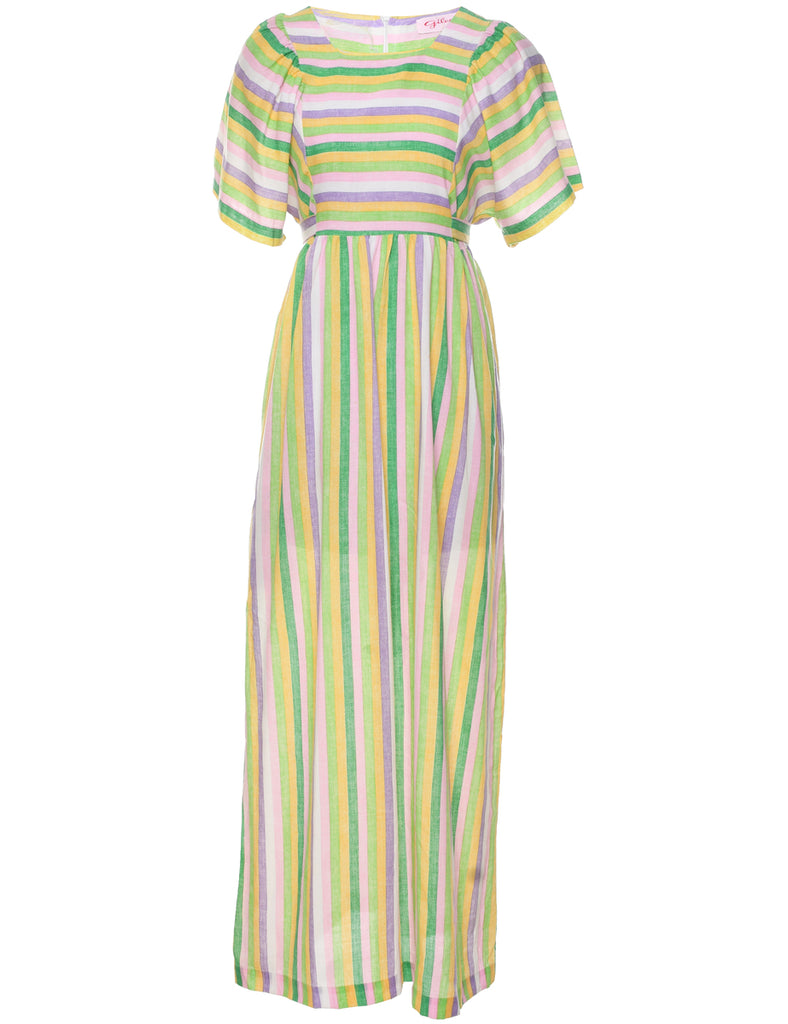 1970s Striped Maxi Dress - S