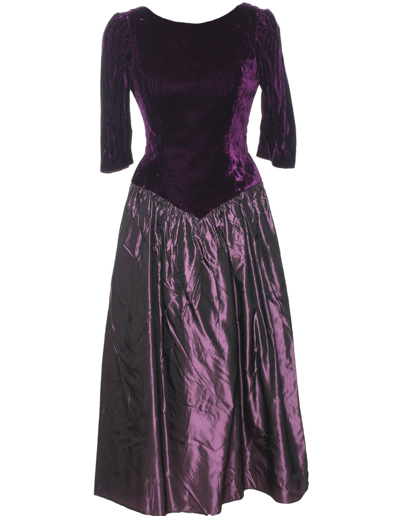 1980s Velvet Evening Dress - M