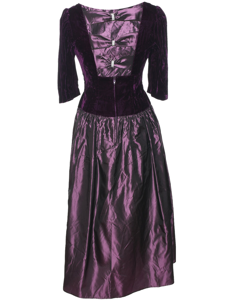 1980s Velvet Evening Dress - M