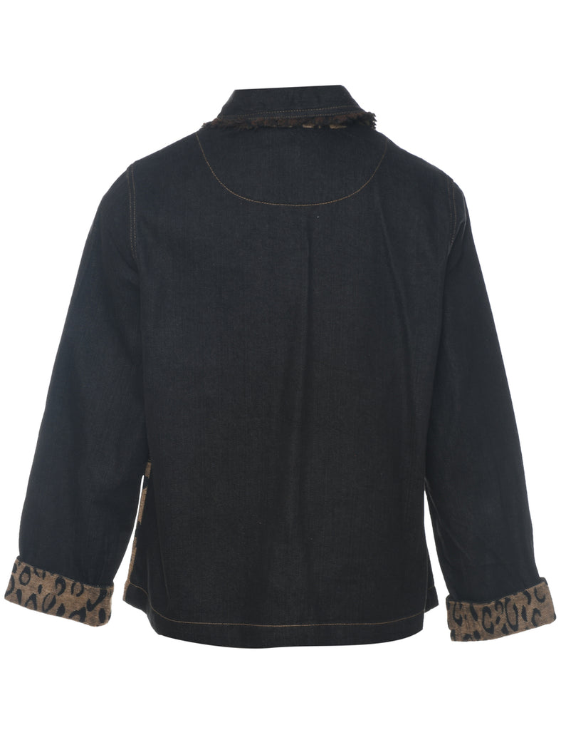 1990s Animal Print Denim Jacket - L