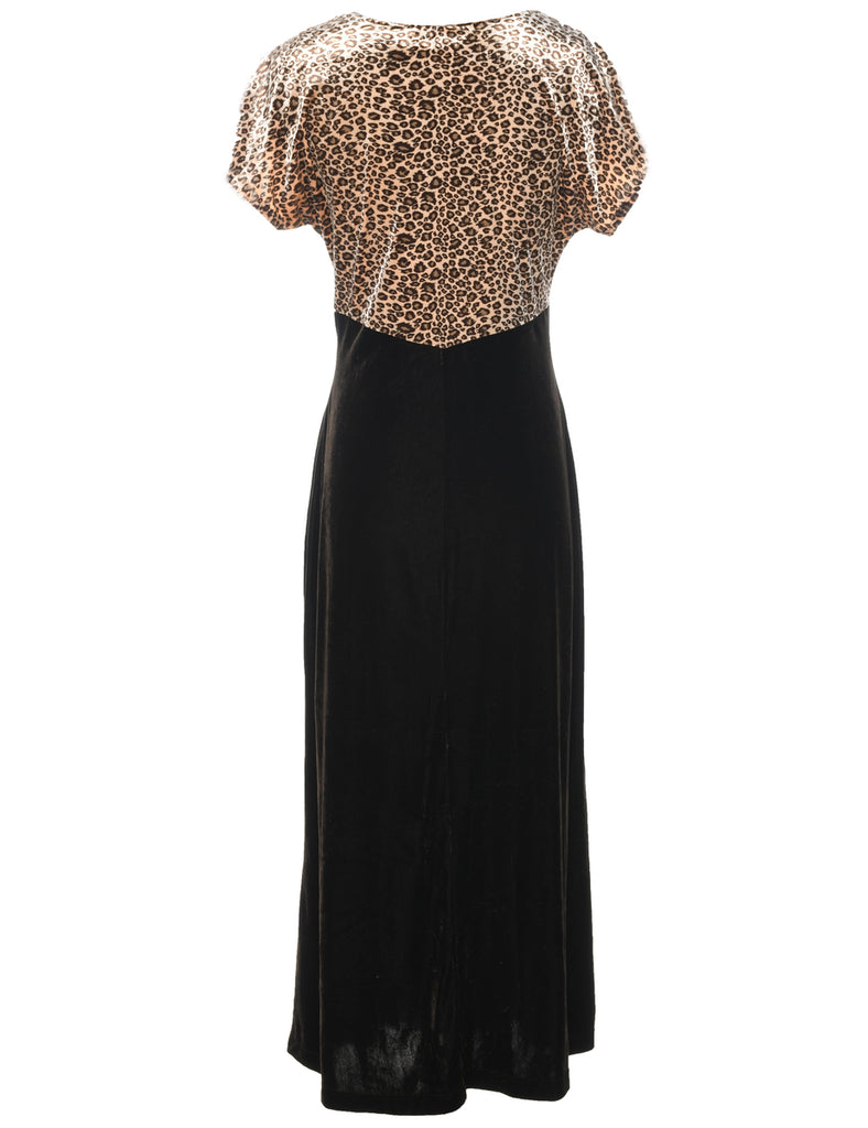 1990s Leopard Print Evening Dress - M