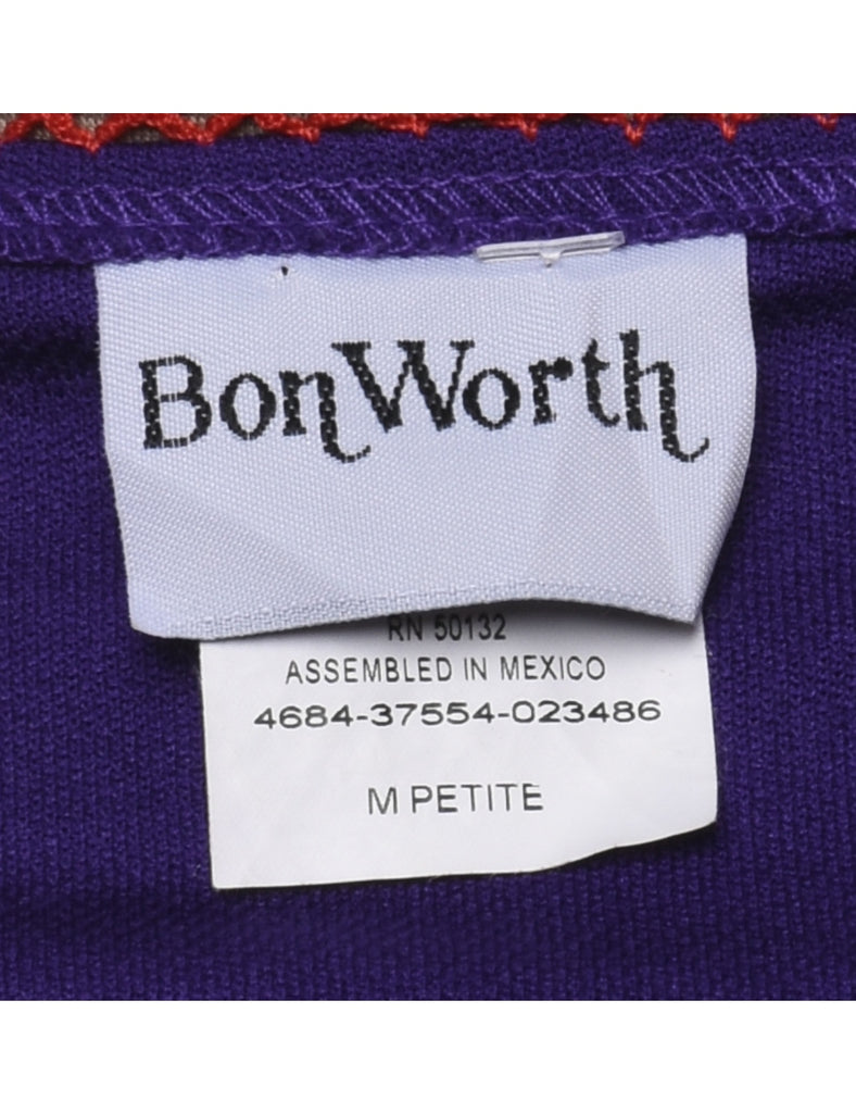 1990s Purple Hat Design Sweatshirt - M