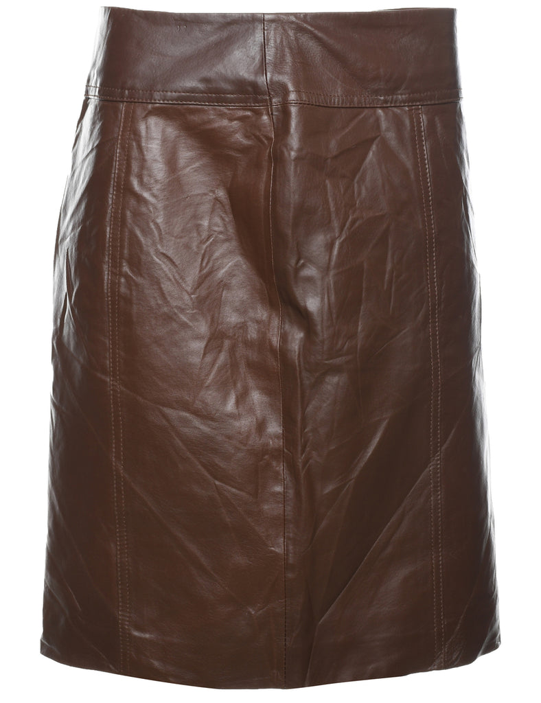 A-Line Leather Skirt - M