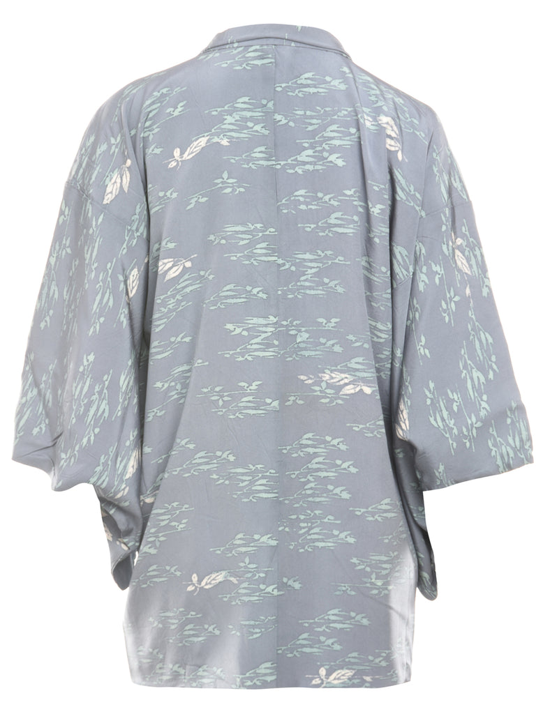 A Print Cropped Kimono - M