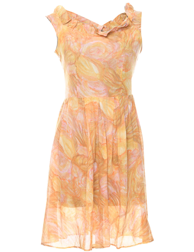 Abstract Pattern Multi-Colour Sheer 1950s Dress - XS