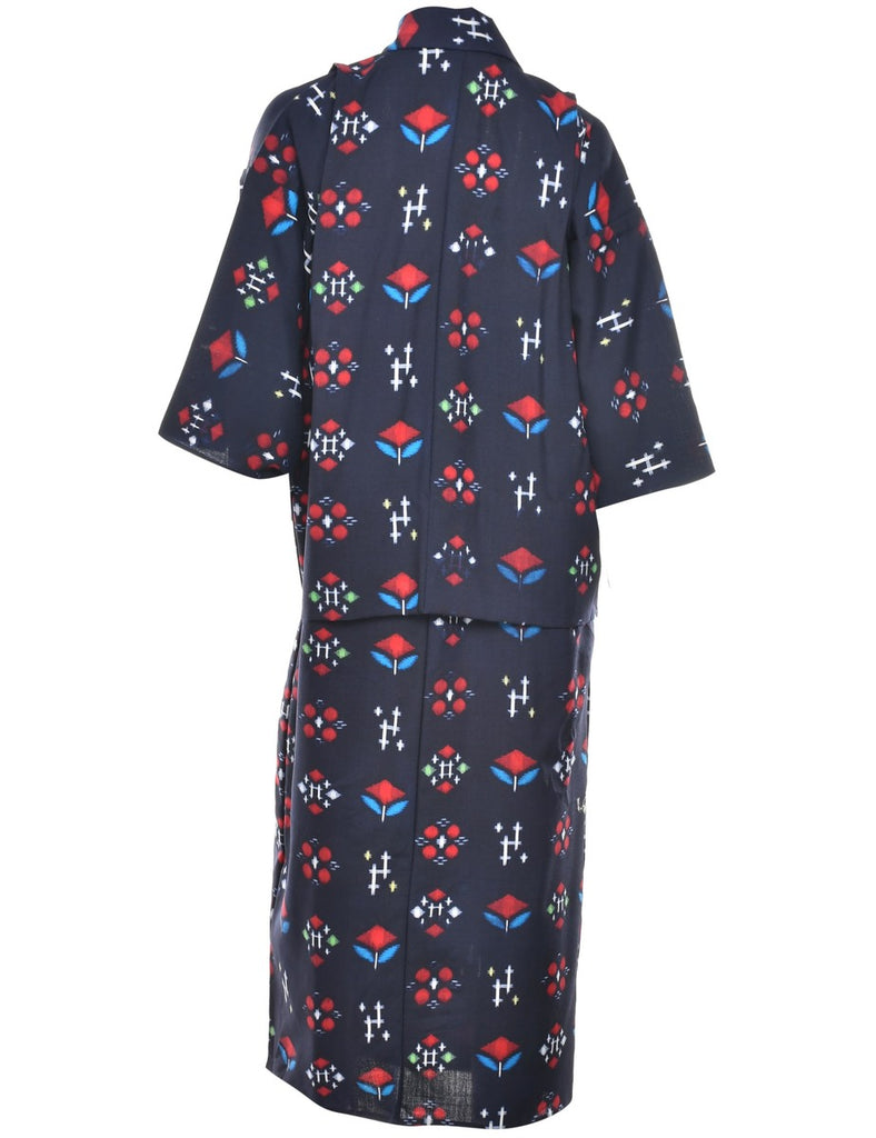 Abstract Print Full Length Kimono - L