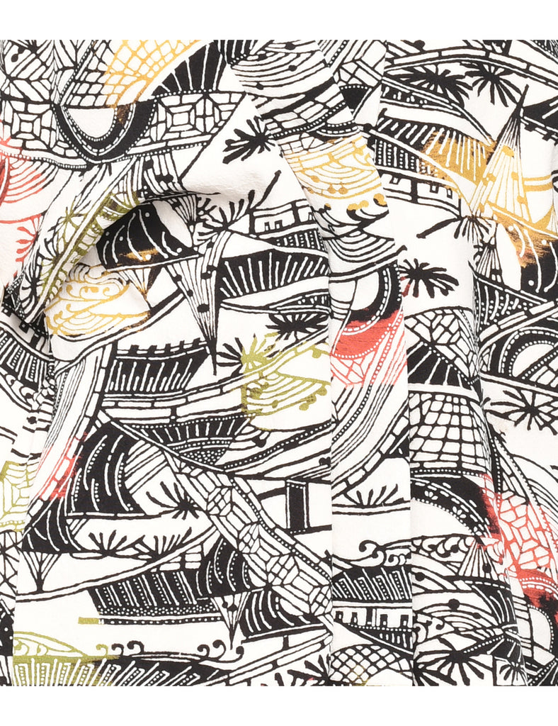 Abstract Print Midi Length Kimono - L