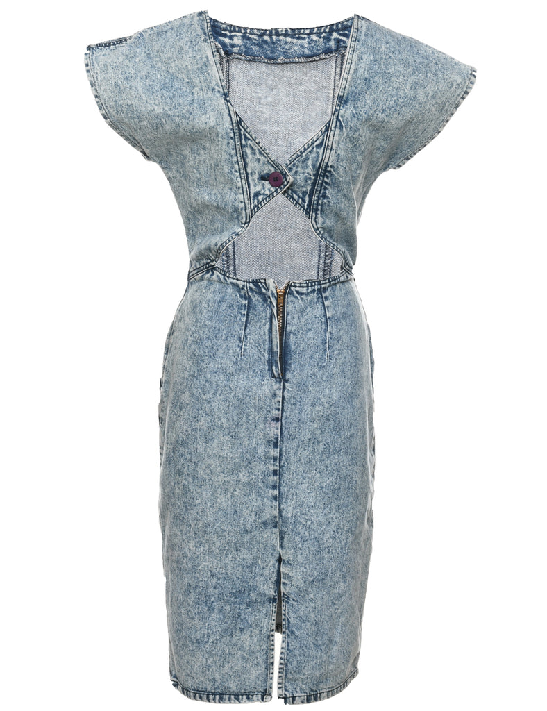 Acid Wash Denim Dress - M