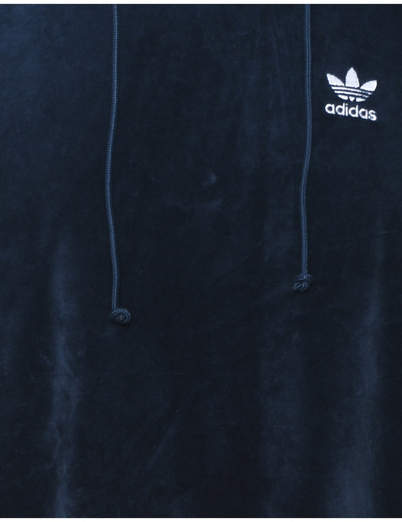 Adidas Navy Velour Embroidered Sweatshirt - S