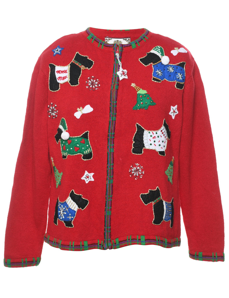 Animal Design Christmas Cardigan - M