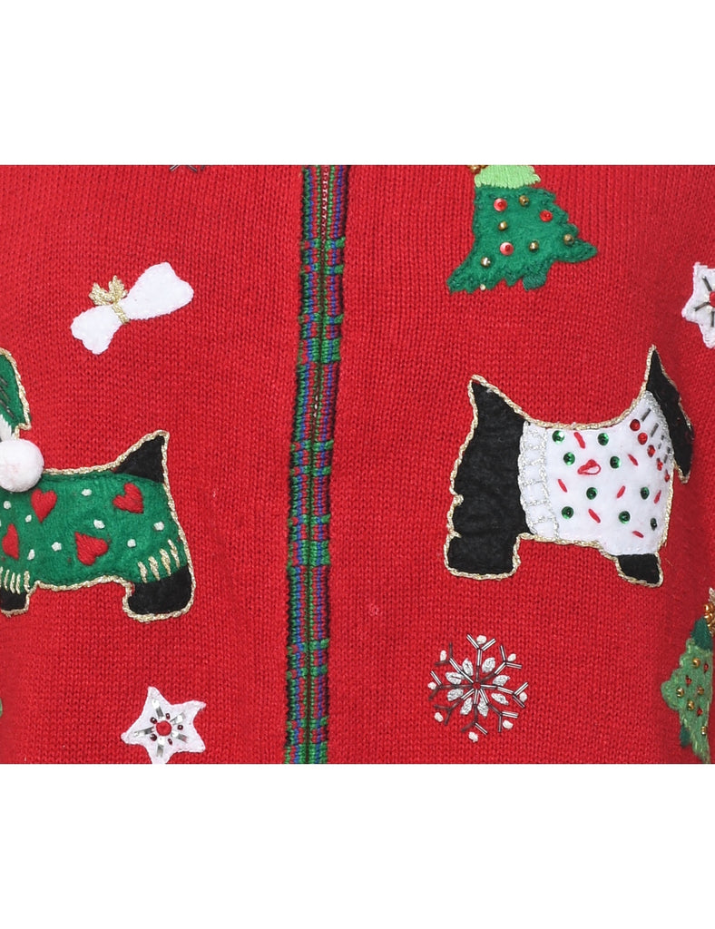 Animal Design Christmas Cardigan - M