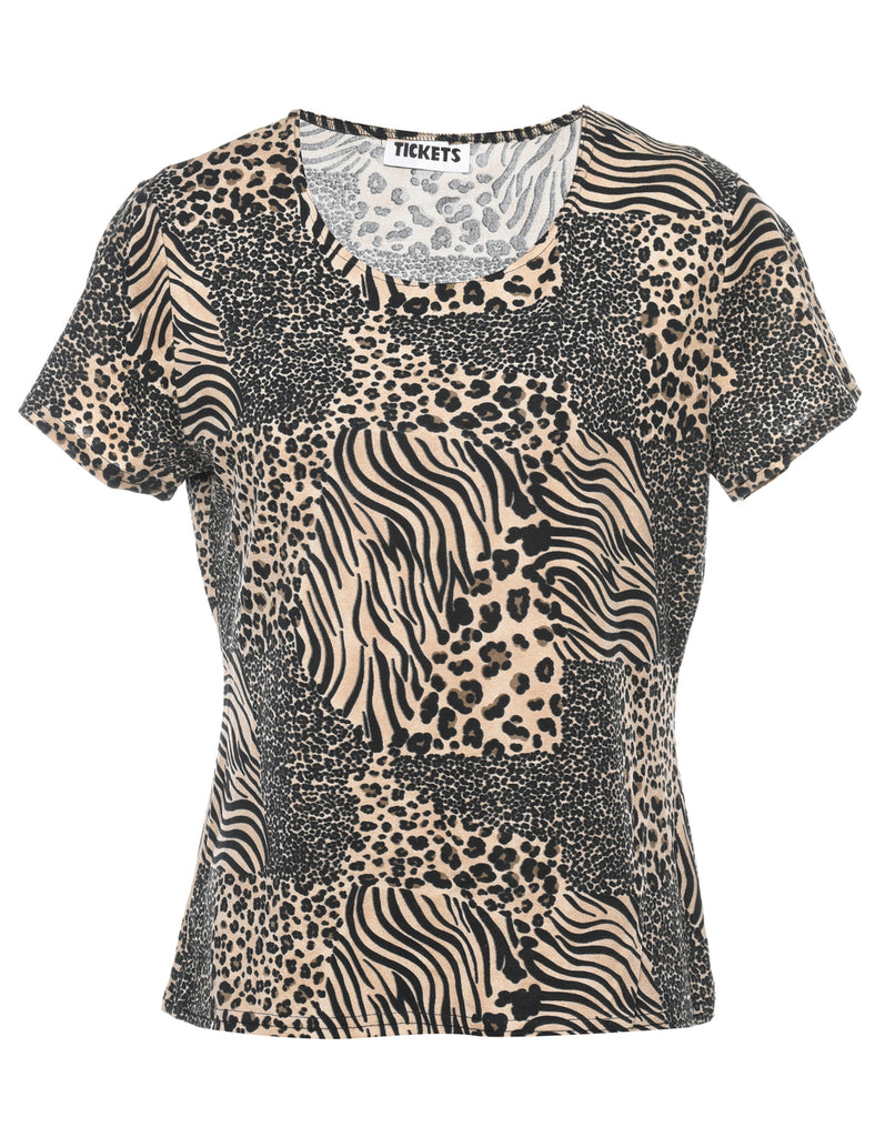 Animal Print 1990s Multi-Colour Top - M