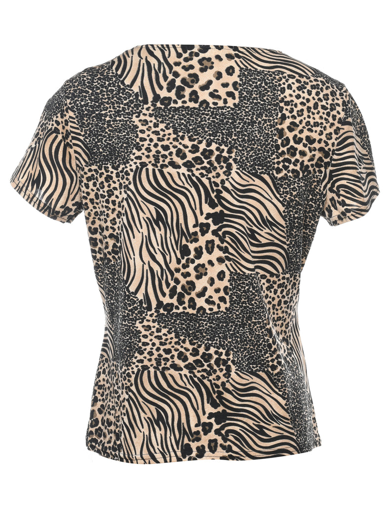 Animal Print 1990s Multi-Colour Top - M