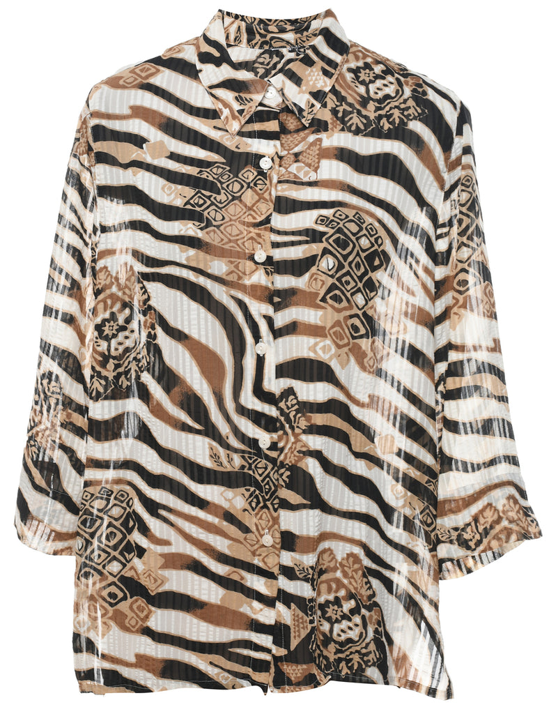 Animal Print Blouse - L
