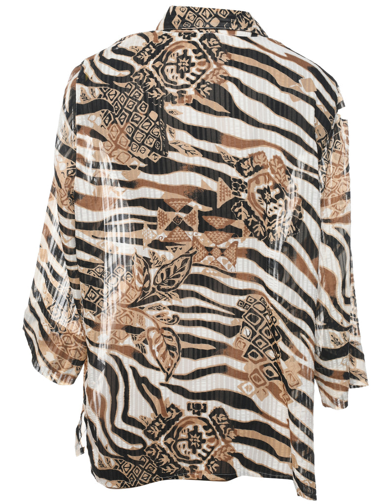 Animal Print Blouse - L