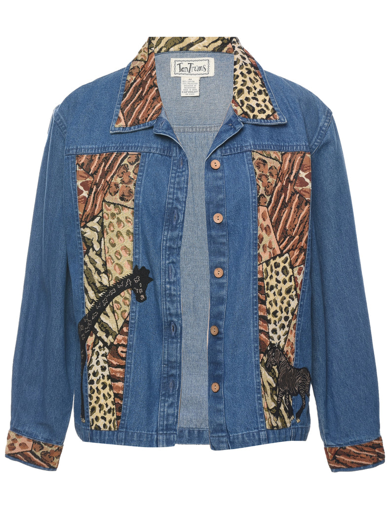 Animal Print Denim Jacket - M