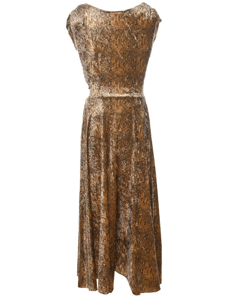 Animal Print Evening Dress - L