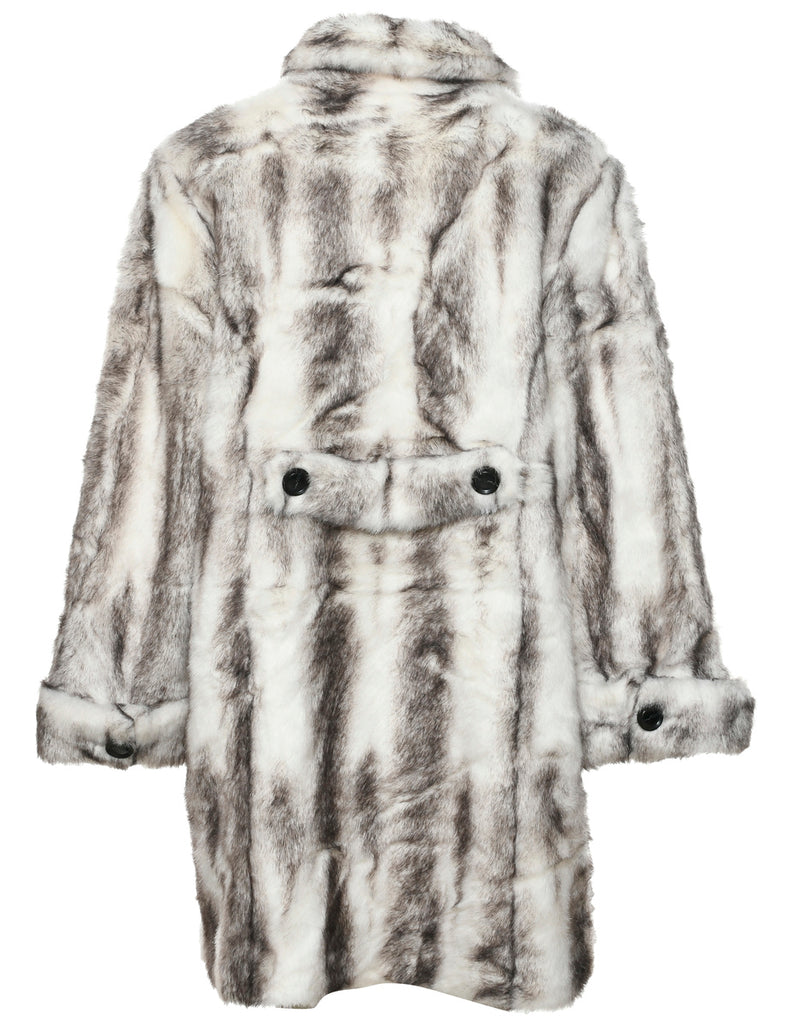 Animal Print Faux Fur Coat - L