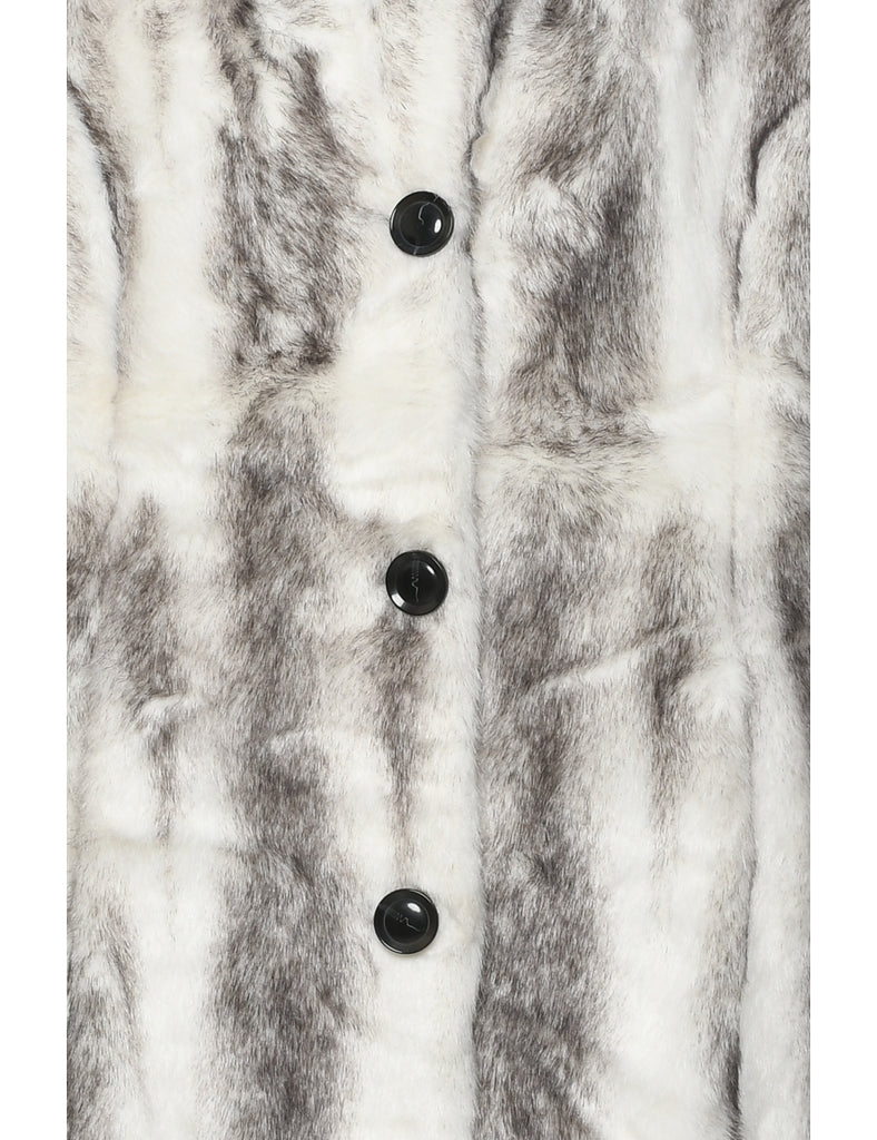 Animal Print Faux Fur Coat - L