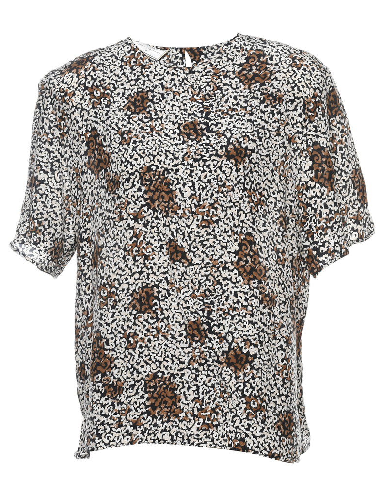 Animal Print Multi-Colour Silk Top - L