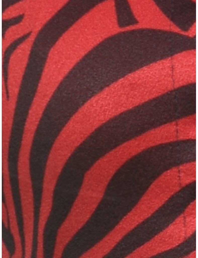 Animal Print Red & Black 1990s Cropped Evening Top - S