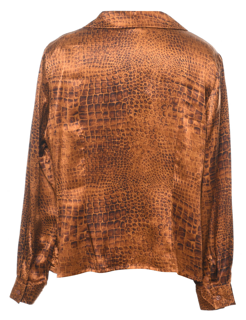 Animal Print Silk Blouse - L