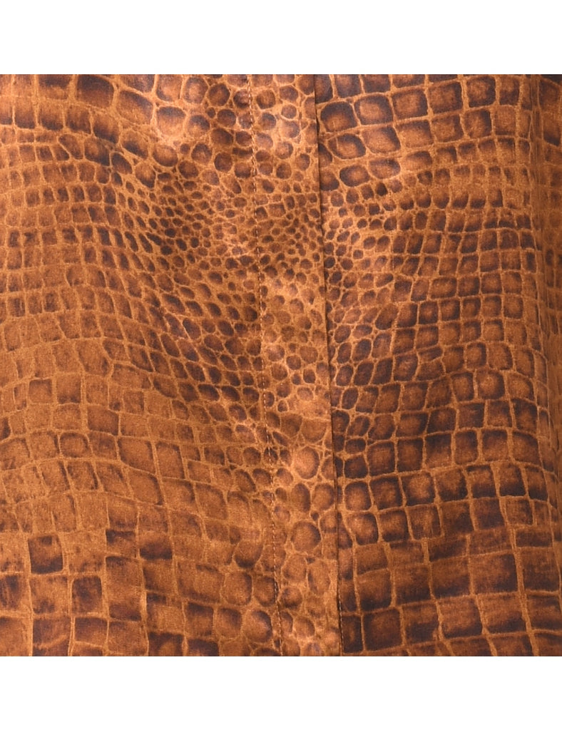 Animal Print Silk Blouse - L