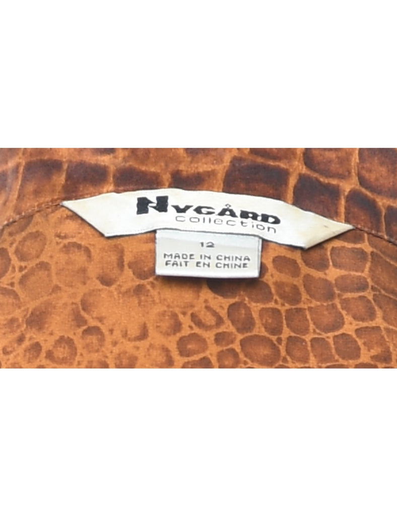 Animal Print Silk Blouse - L