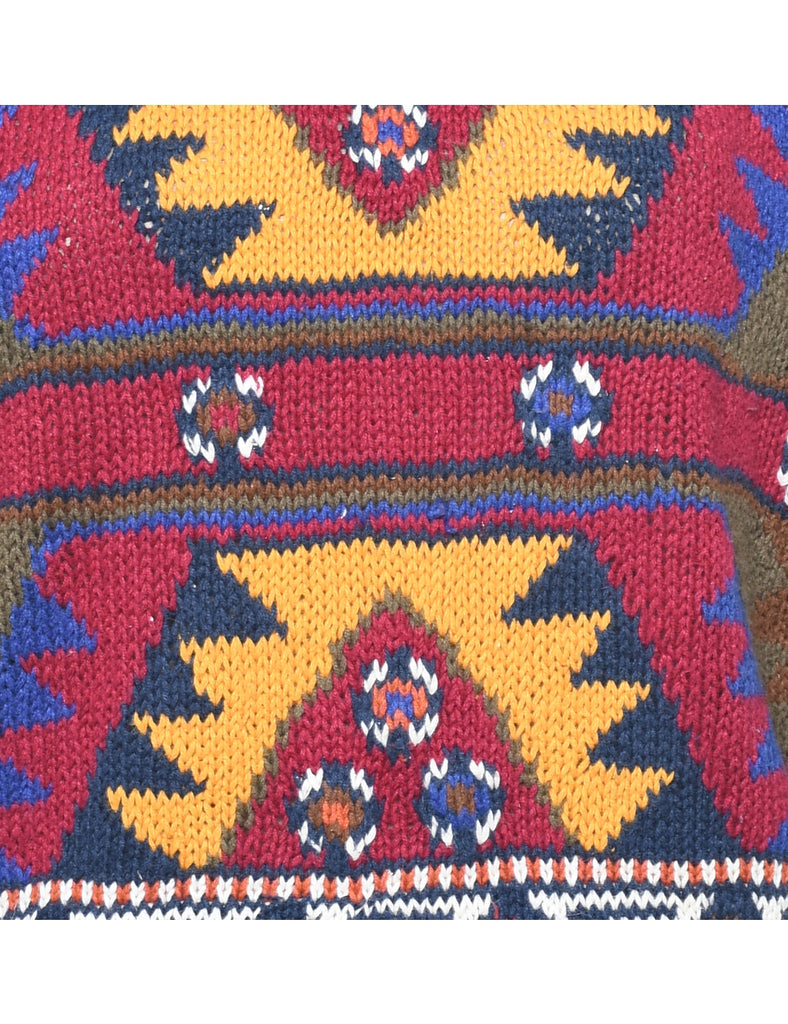 Aztec Print Vintage Jumper - M