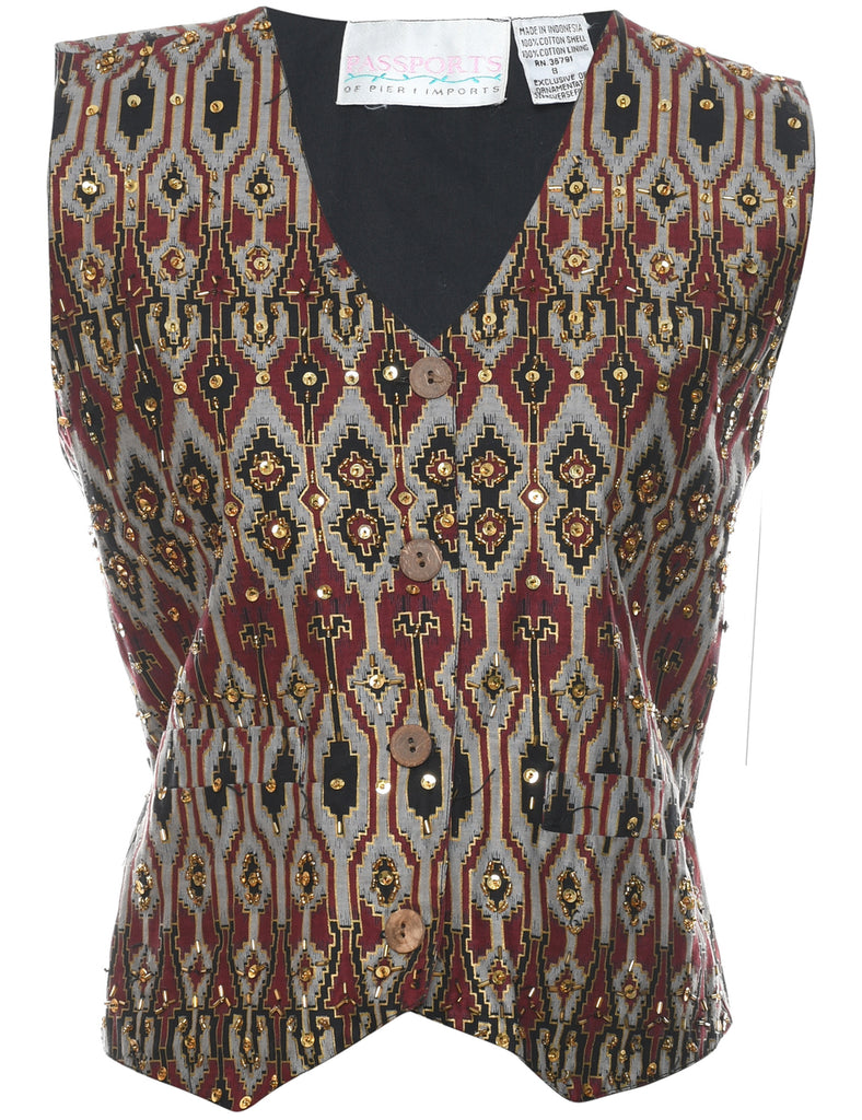 Aztec Print Waistcoat - S