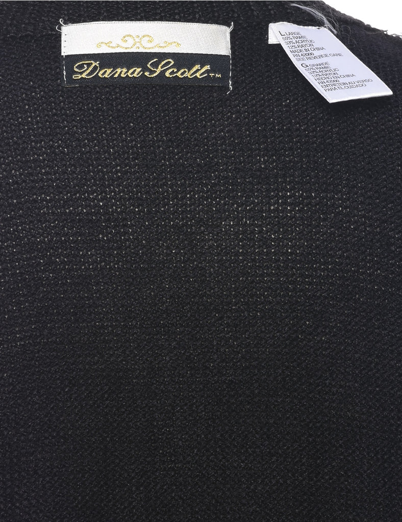 Beaded Black Cardigan - L