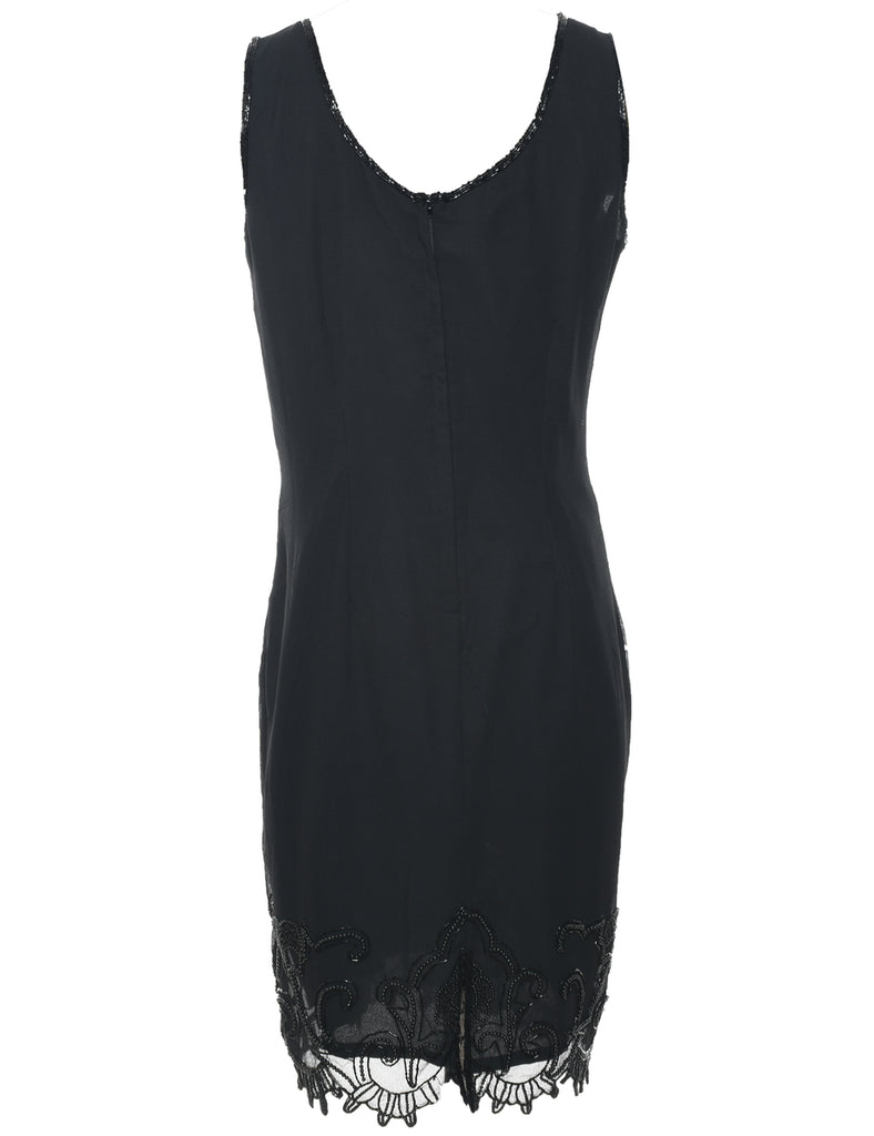 Beaded Black Evening Dress - L