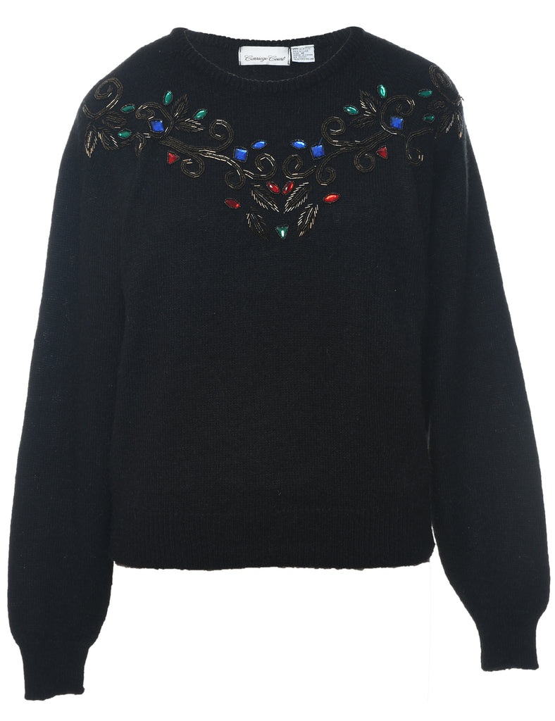 Beaded Black Jumper - M