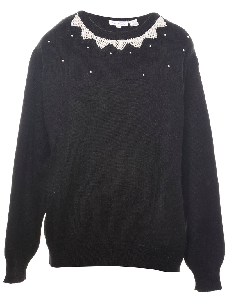 Beaded Black Jumper - L