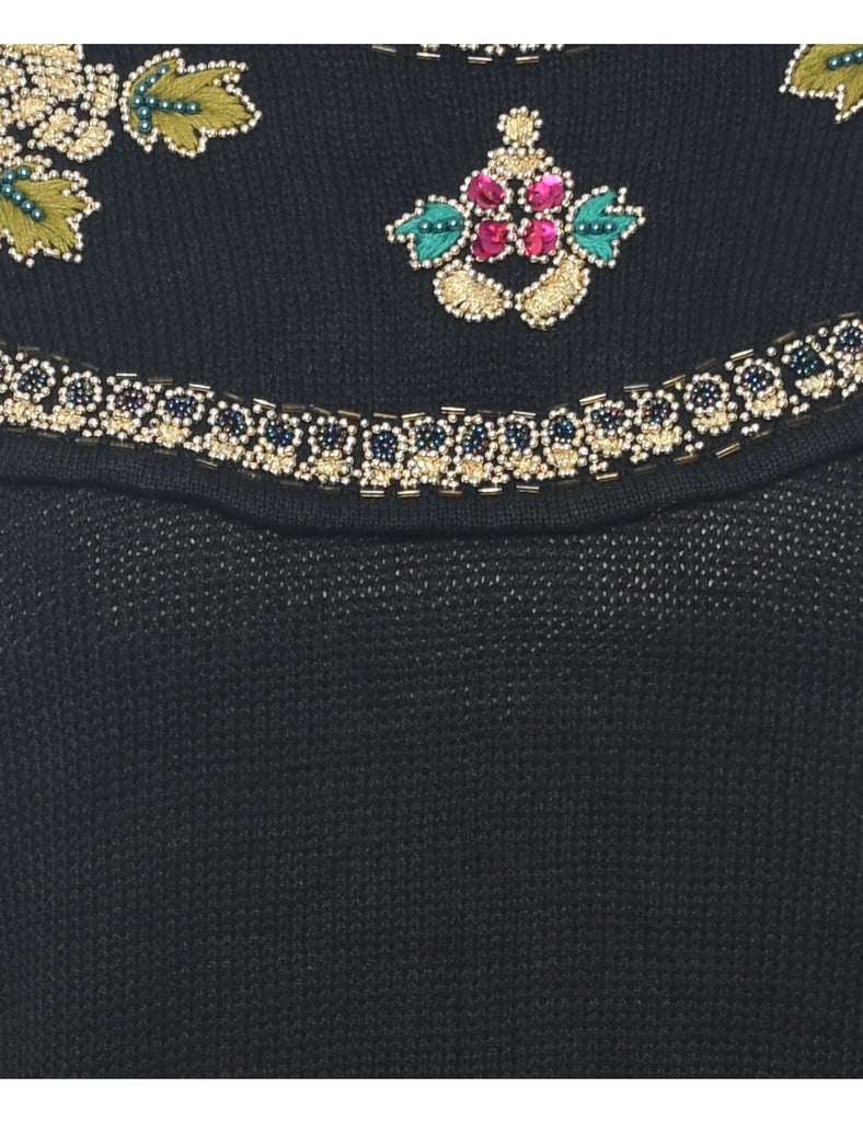 Beaded Black Jumper - L