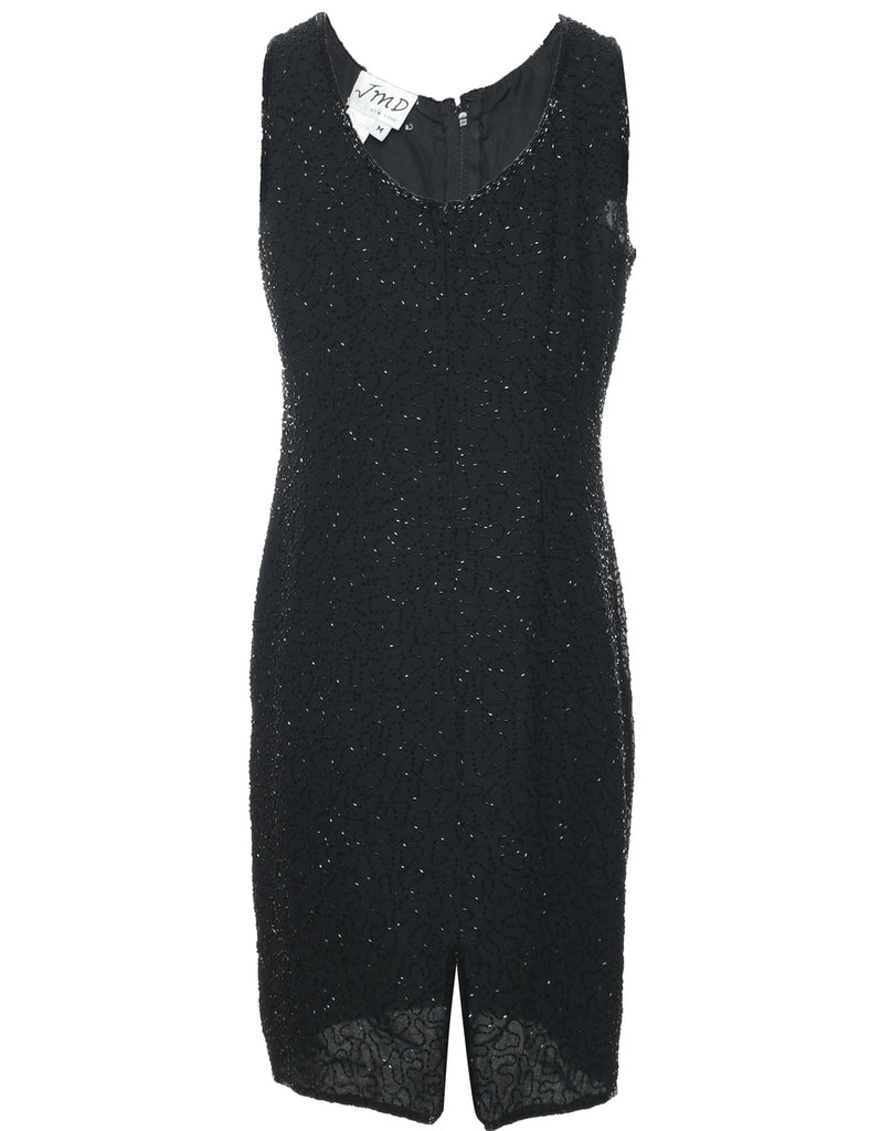 Beaded Black Sparkly Evening Dress - M