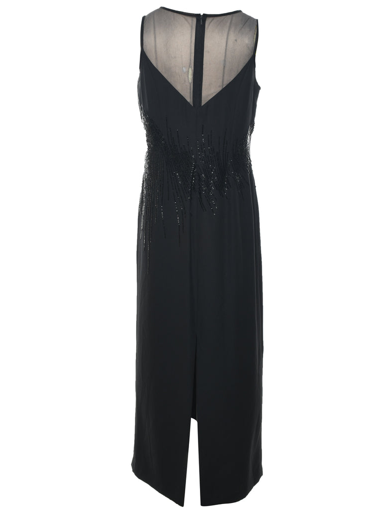 Beaded Black Sparkly Evening Dress - L