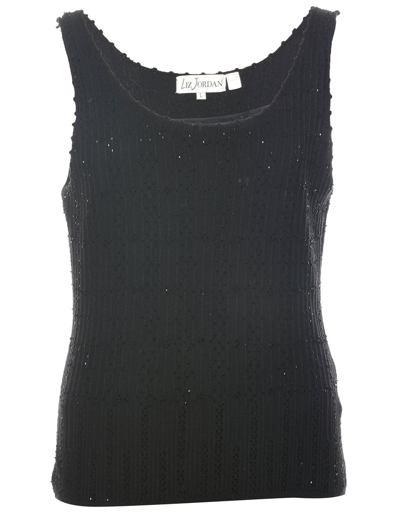 Beaded Black Vest - L