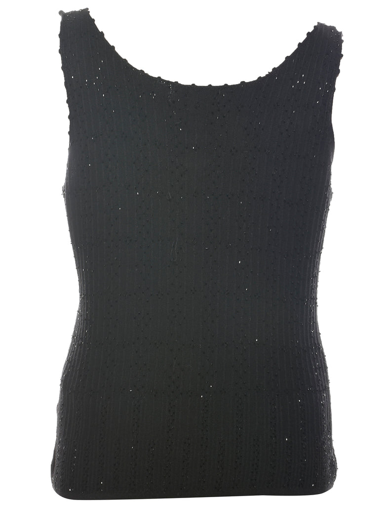 Beaded Black Vest - L