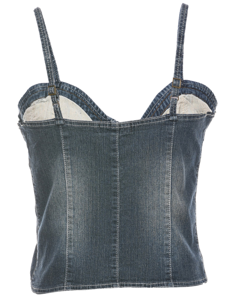 Beaded Denim Top - L