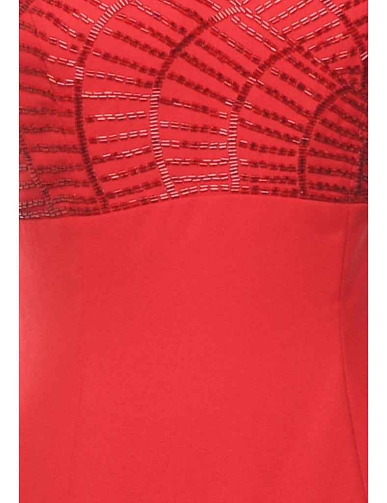 Beaded Red Evening Dress - S