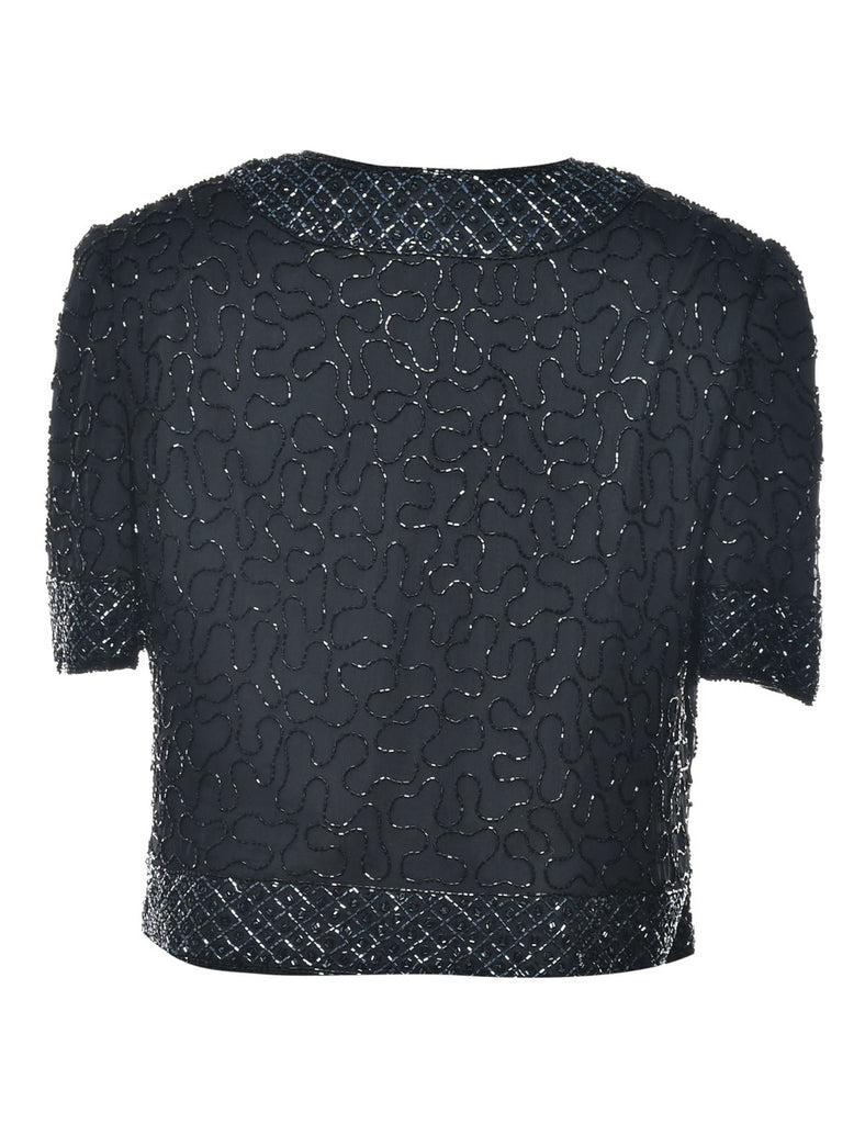 Beaded Silk Party Top - M