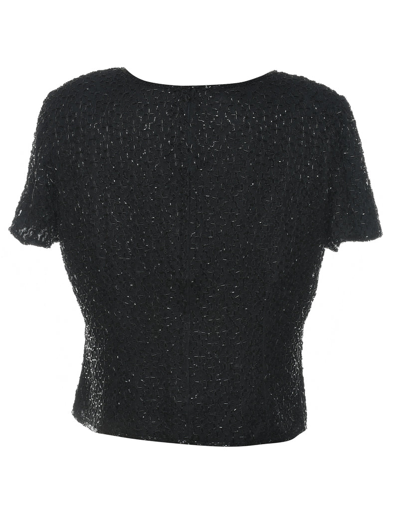 Beaded Silk Party Top - L