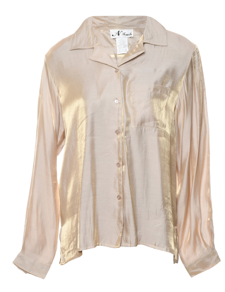 Beige Metallic Blouse - L