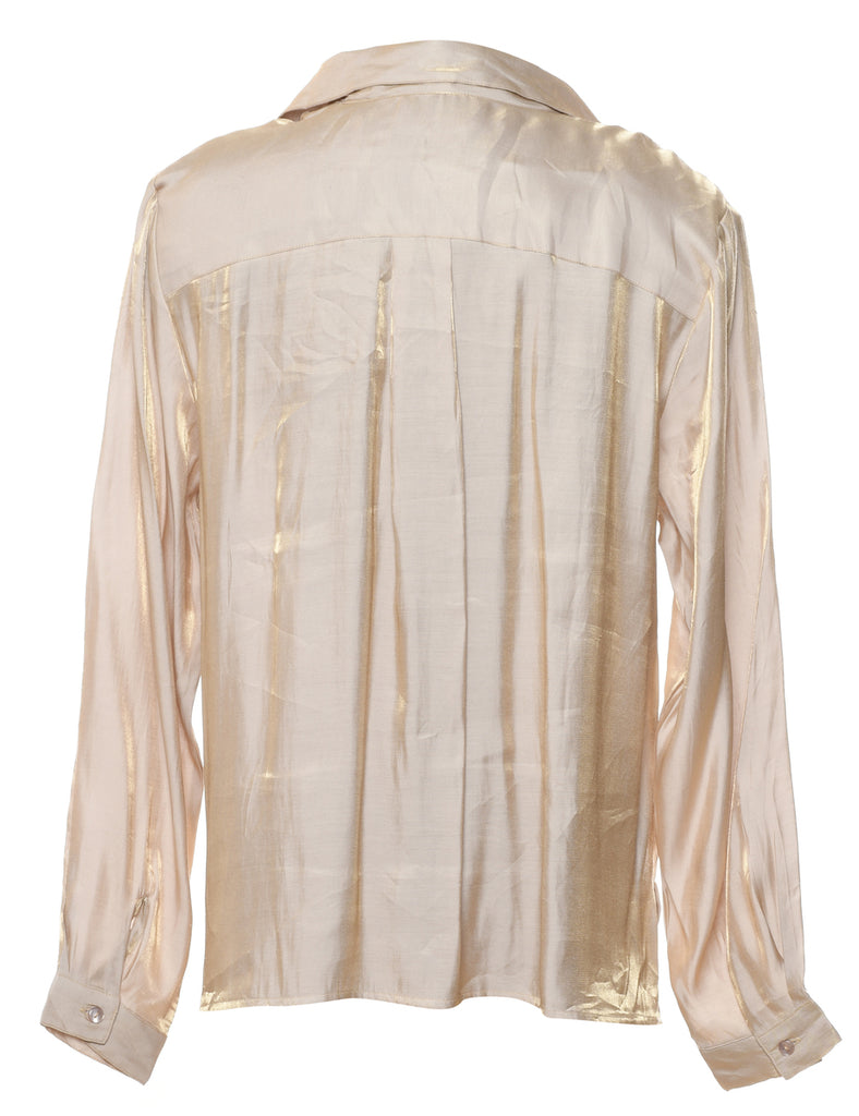 Beige Metallic Blouse - L